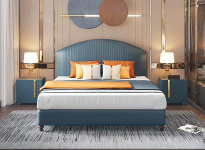 Bed Bedroom Luxury Double bed Blue Modern Design Beds Hotel